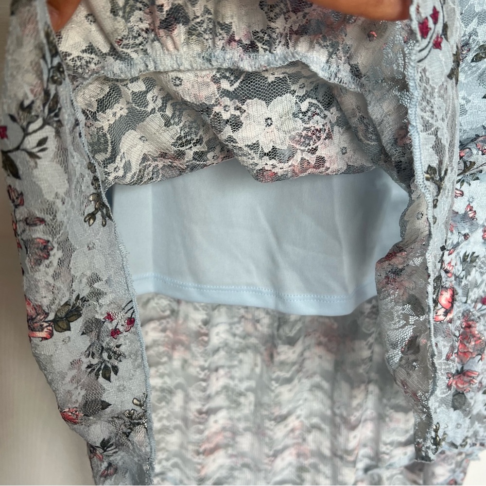 NO BOUNDARIES Blue Floral Lace High Low Dress Junior Large - Picture 5 of 8